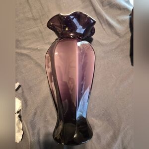 Fenton Amethyst White Cased Glass Ruffle Vase